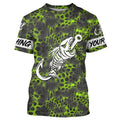 Green Camo fishing Fish hook skull Custom Name sun protection long sleeve fishing NQS5085