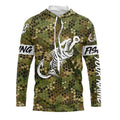 Green Camo fishing Fish hook skull Custom Name sun protection long sleeve fishing NQS5086