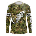 Green Camo fishing Fish hook skull Custom Name sun protection long sleeve fishing NQS5086