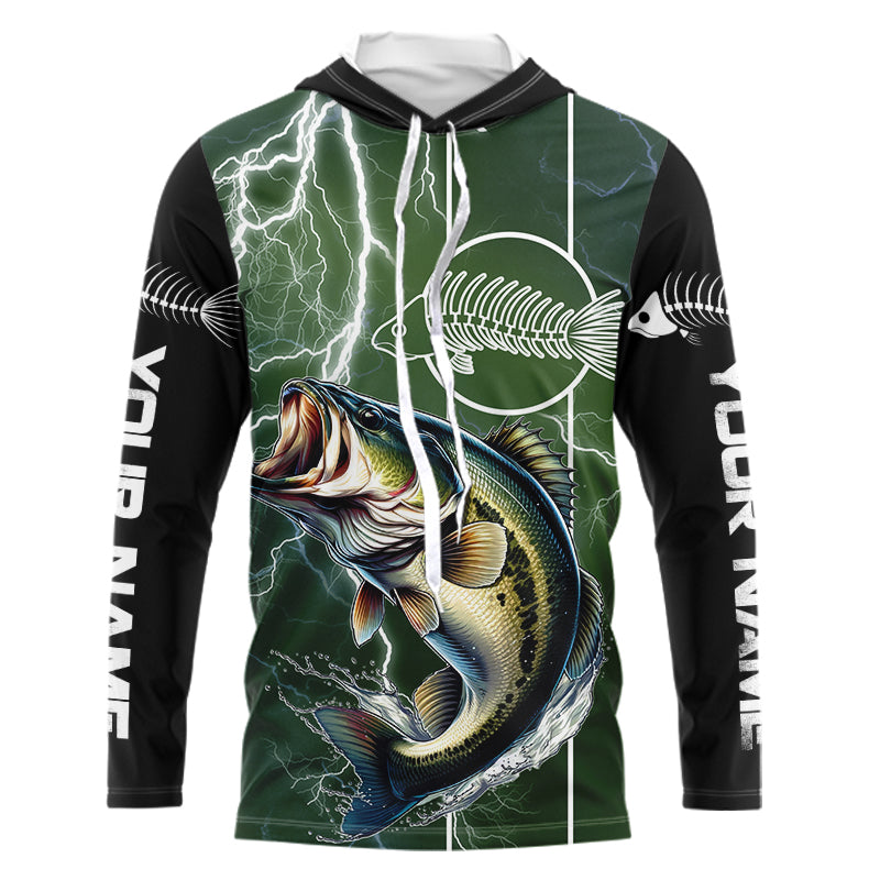 Largemouth Bass Fishing Custom Long sleeve Fishing, Bass green lightning reaper Fishing NQS4015