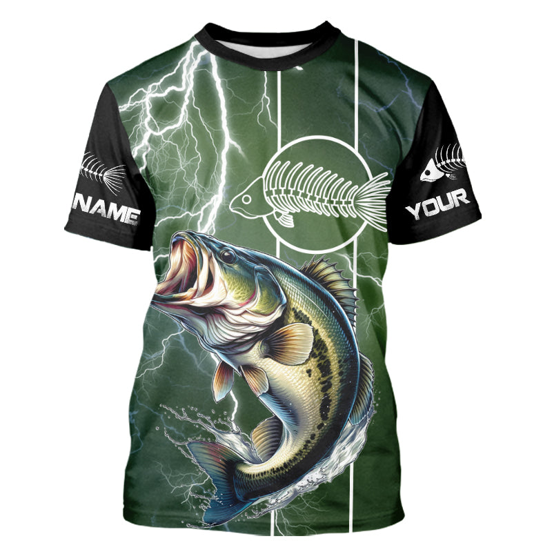 Largemouth Bass Fishing Custom Long sleeve Fishing, Bass green lightning reaper Fishing NQS4015