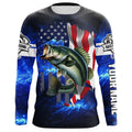 Bass Fishing 3D American Flag patriotic blue galaxy Custom long sleeve Fishing NQS5397