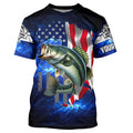 Bass Fishing 3D American Flag patriotic blue galaxy Custom long sleeve Fishing NQS5397
