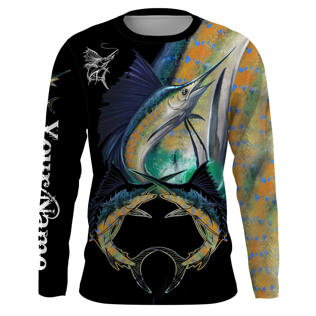 Sailfish saltwater fishing Customize Name UV protection quick dry UPF 30+ long sleeves fishing,gifts for fishing lover NQS2450