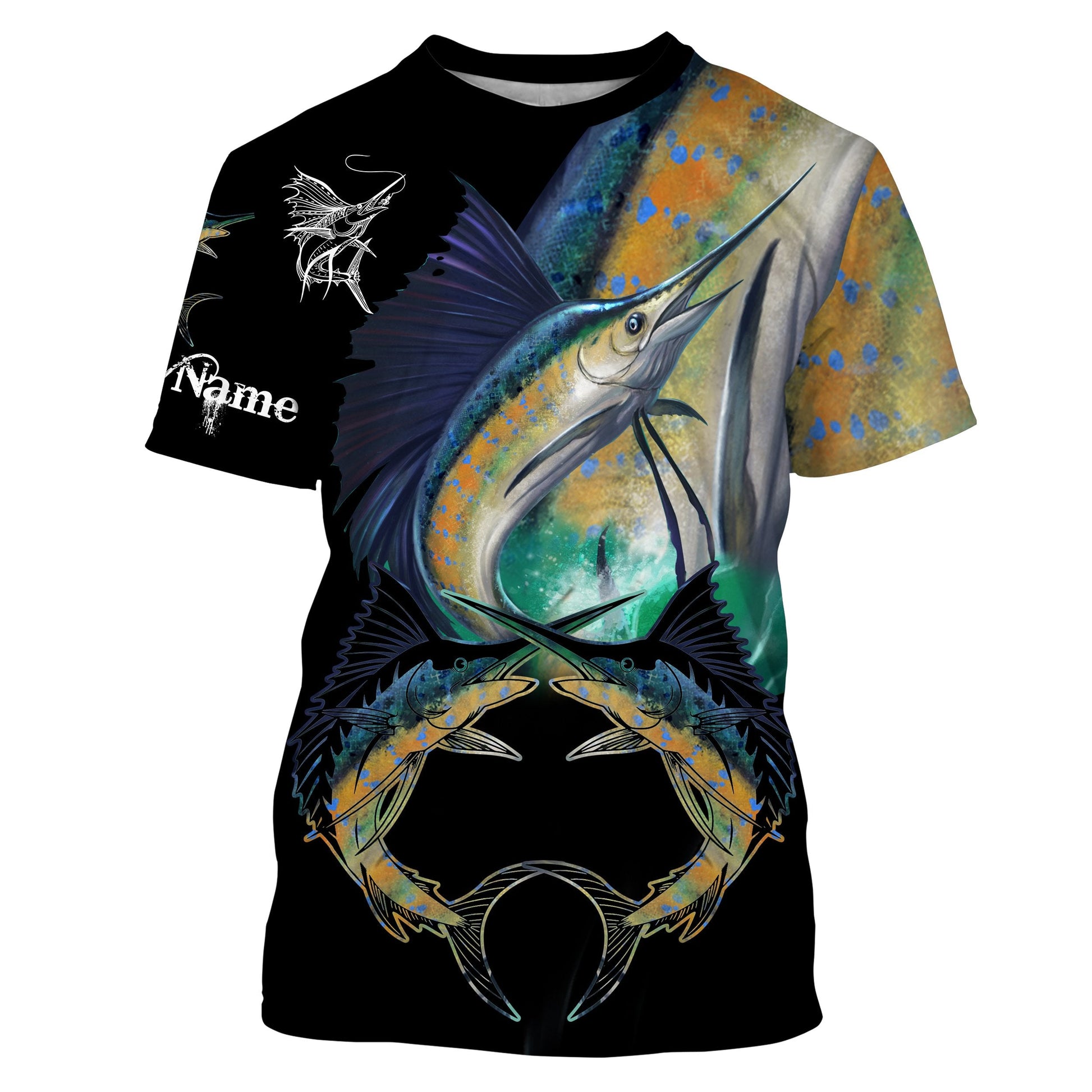 Sailfish saltwater fishing Customize Name UV protection quick dry UPF 30+ long sleeves fishing,gifts for fishing lover NQS2450