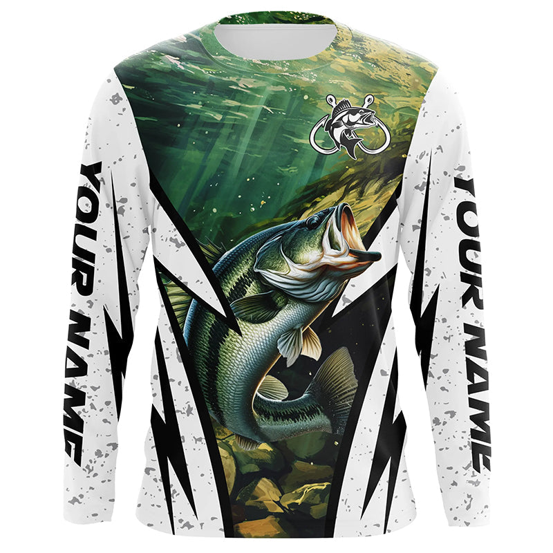 Largemouth Bass fishing Custom UV protection performance long sleeve fishing, Bass fish NQS7114