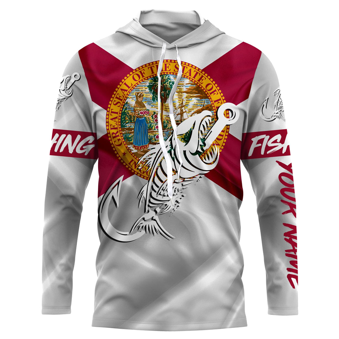 Florida fishing Fish hook skull Custom Name sun protection custom fishing, women,kid NQS3287