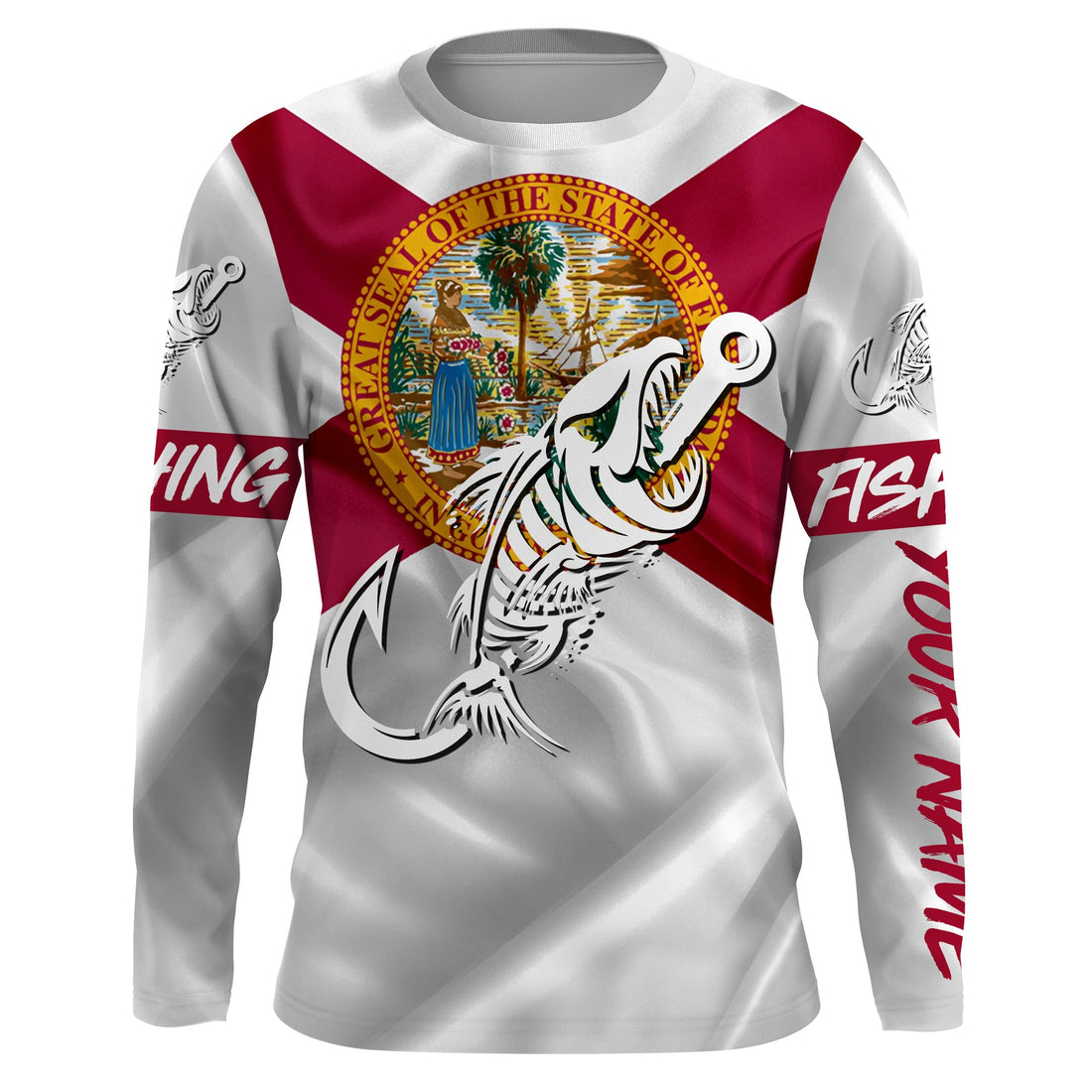 Florida fishing Fish hook skull Custom Name sun protection custom fishing, women,kid NQS3287