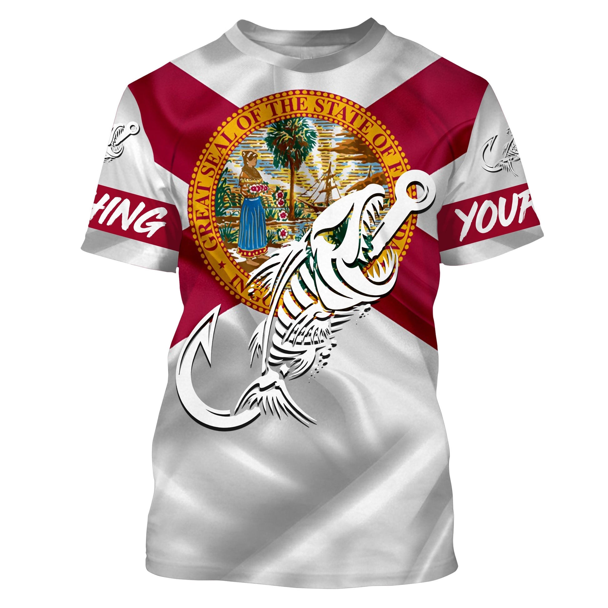 Florida fishing Fish hook skull Custom Name sun protection custom fishing, women,kid NQS3287