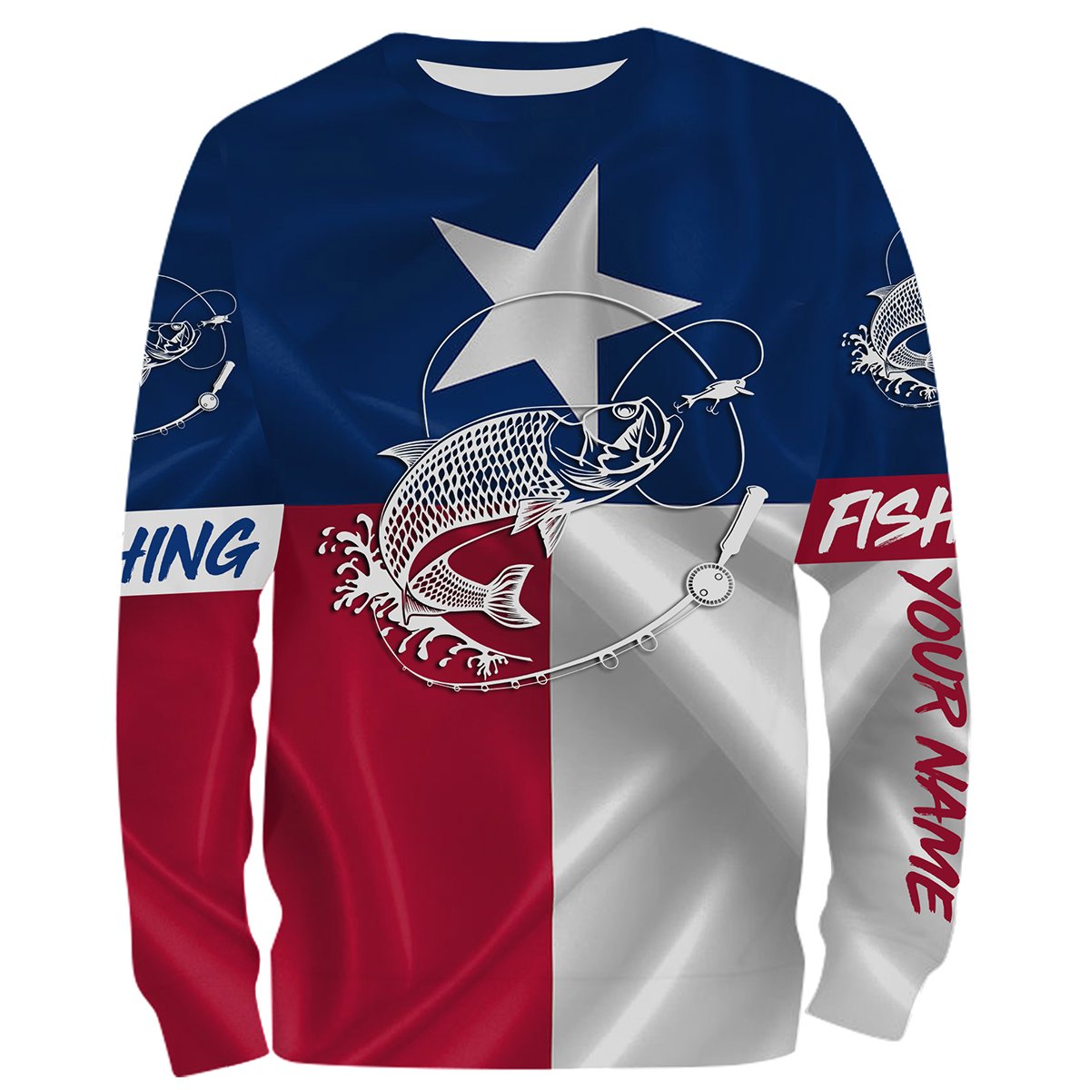 Tarpon fishing Texas Flag 3D All Over printed personalized fishing apparel for Adult and kid NQS418