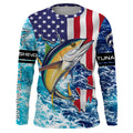 Tuna fishing American flag blue sea camo Custom sun protection long sleeve fishing NQS4057
