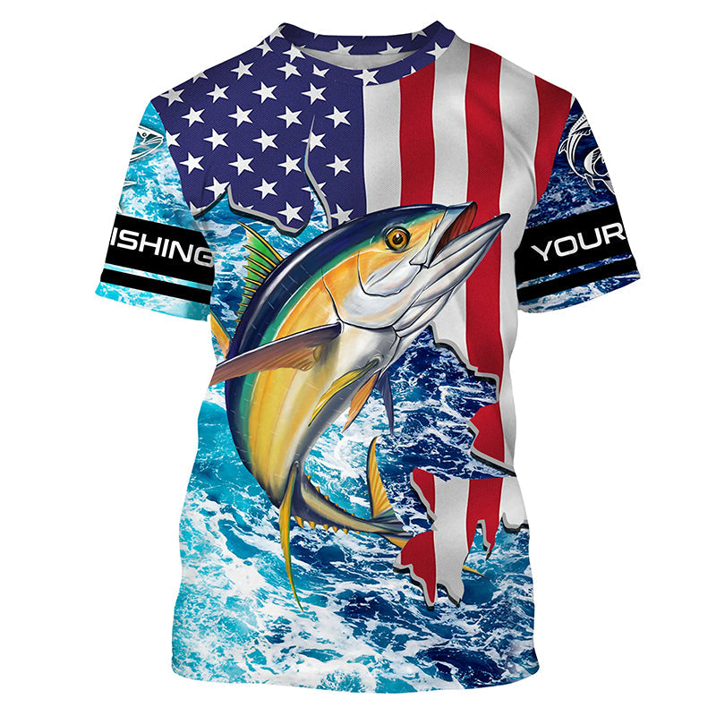 Tuna fishing American flag blue sea camo Custom sun protection long sleeve fishing NQS4057