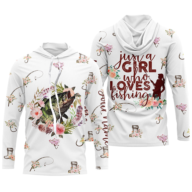 Just a girl who loves fishing Custom Name UV protection pink girls fishing NQS3147