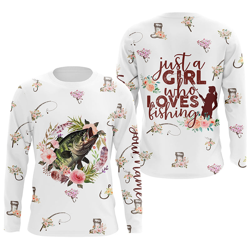 Just a girl who loves fishing Custom Name UV protection pink girls fishing NQS3147