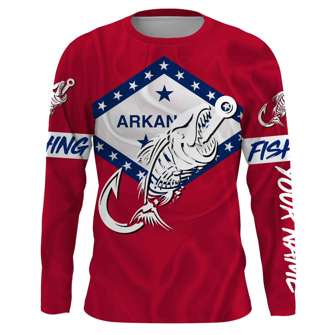 AR Fishing Custom Arkansas Flag Fish hook skull Custom sun protection fishing, women NQS3390