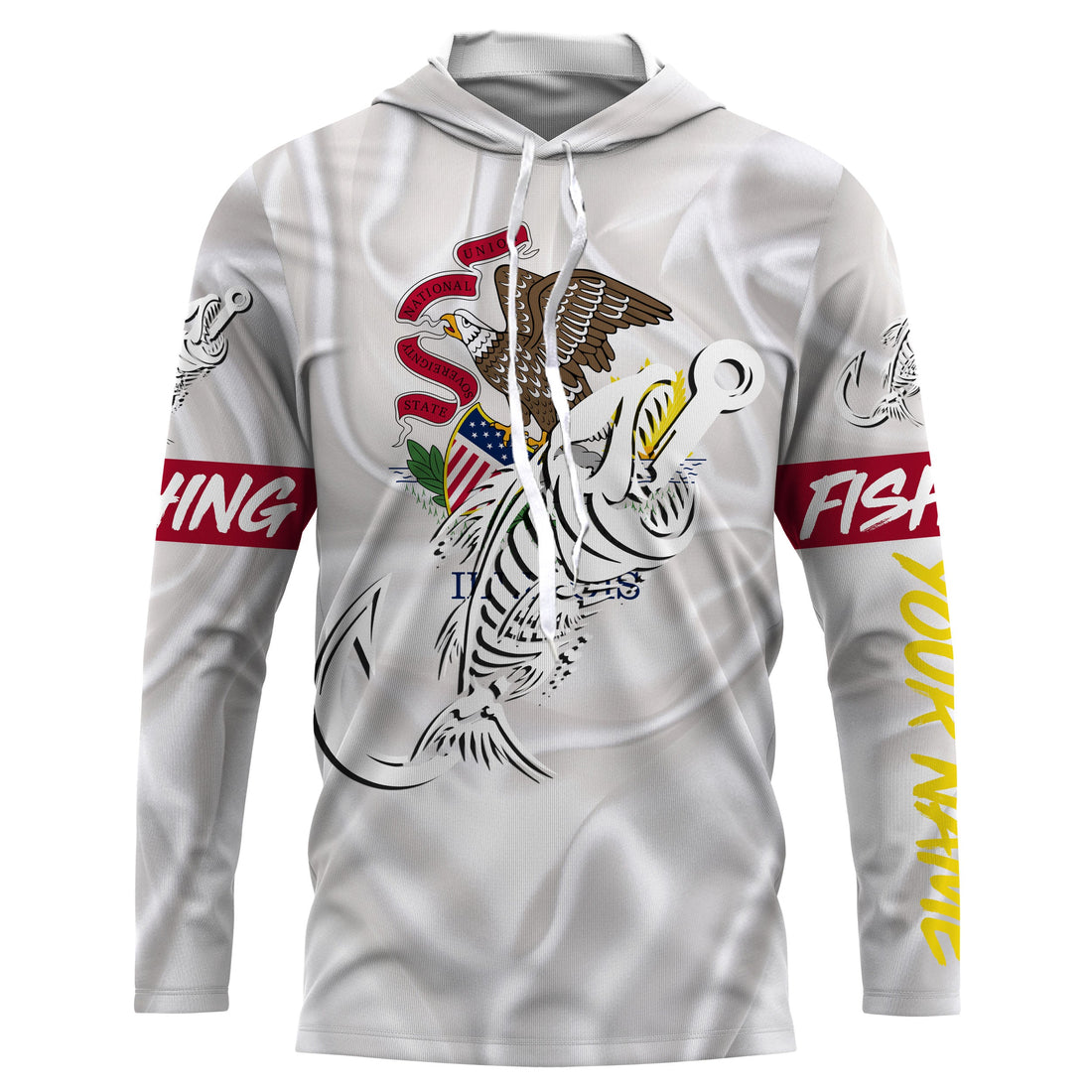 IL Illinois Fishing Flag Fish hook skull Custom sun protection fishing, women, kid NQS3393