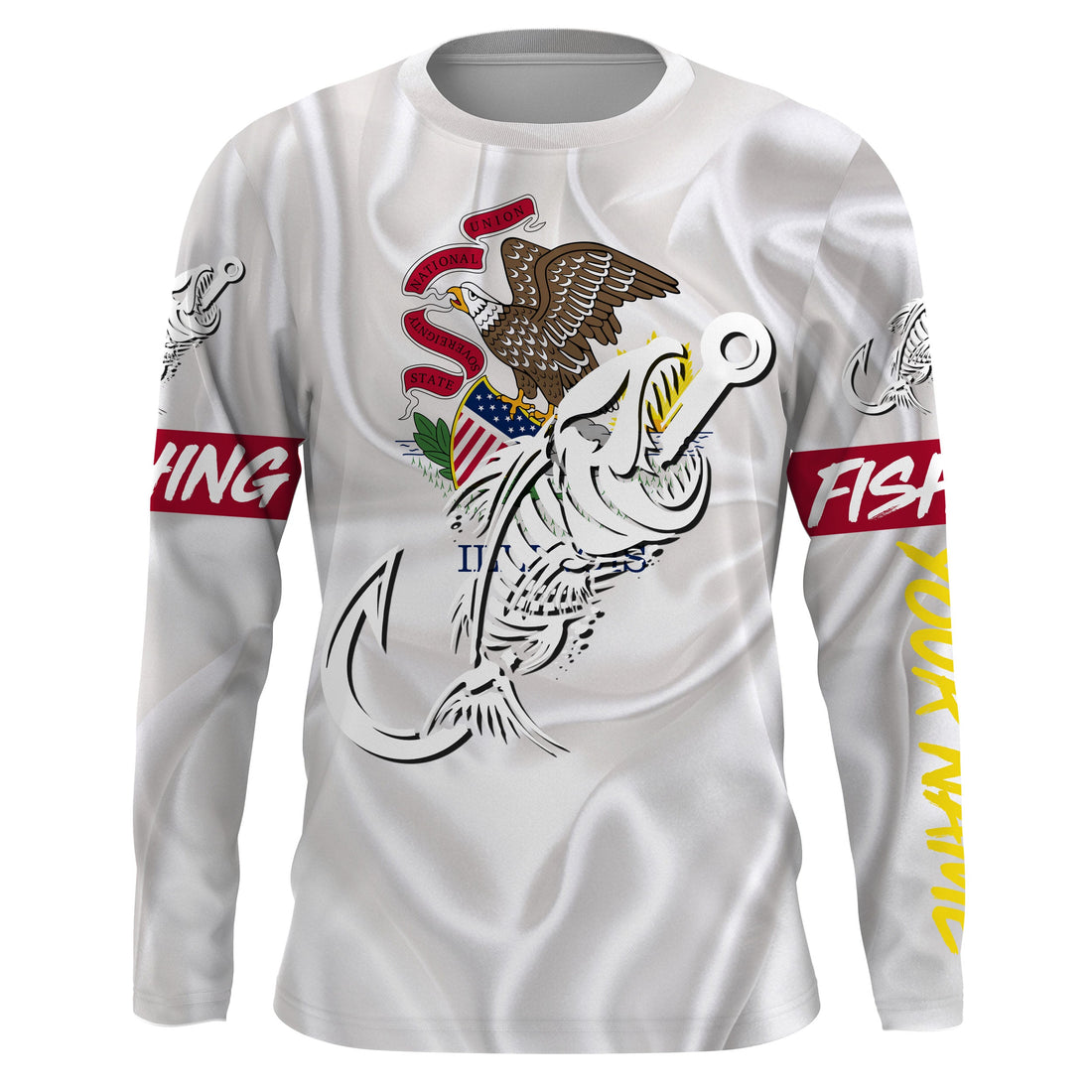 IL Illinois Fishing Flag Fish hook skull Custom sun protection fishing, women, kid NQS3393