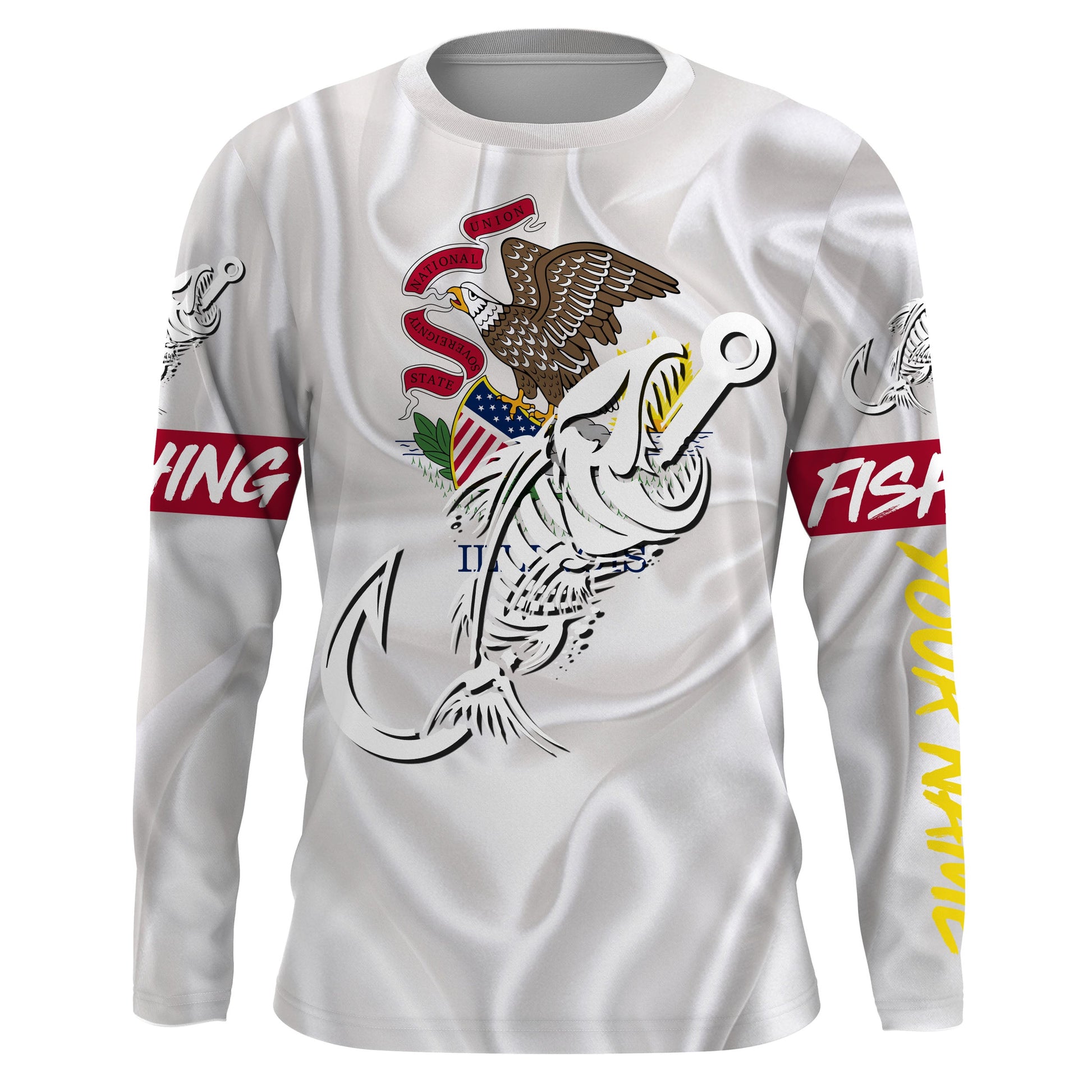 IL Illinois Fishing Flag Fish hook skull Custom sun protection fishing, women, kid NQS3393