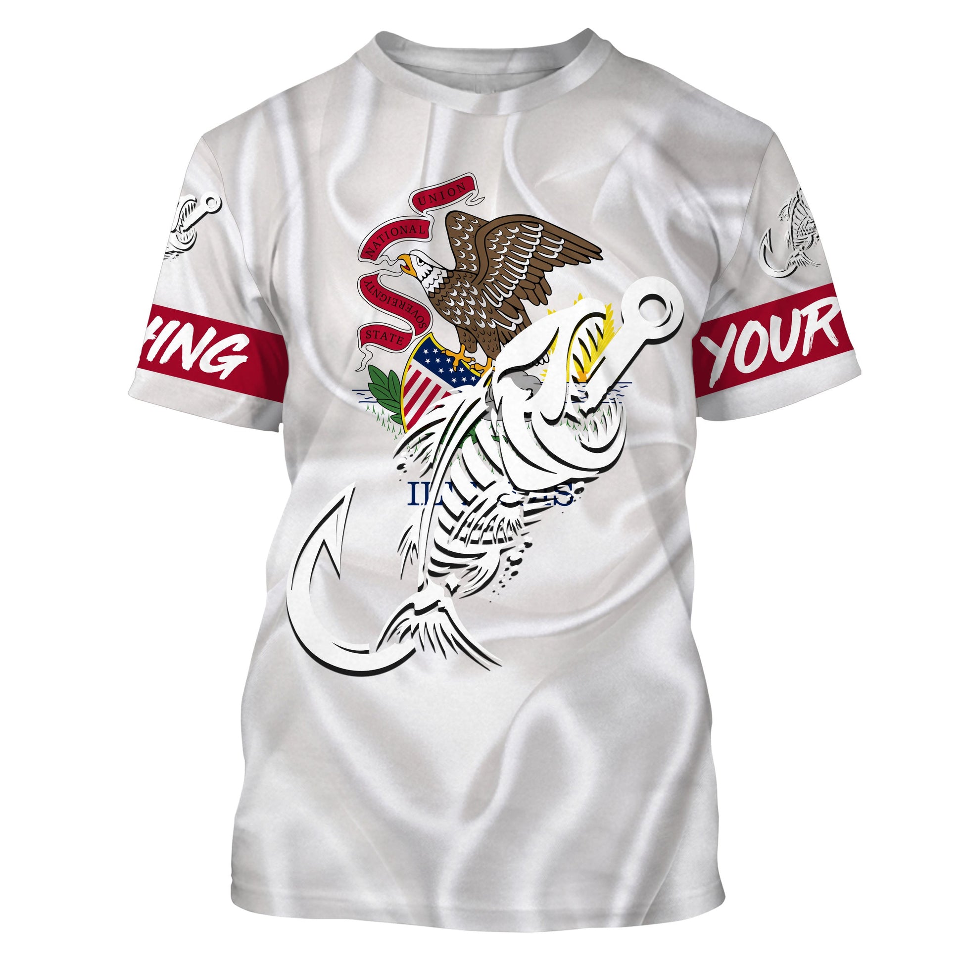 IL Illinois Fishing Flag Fish hook skull Custom sun protection fishing, women, kid NQS3393