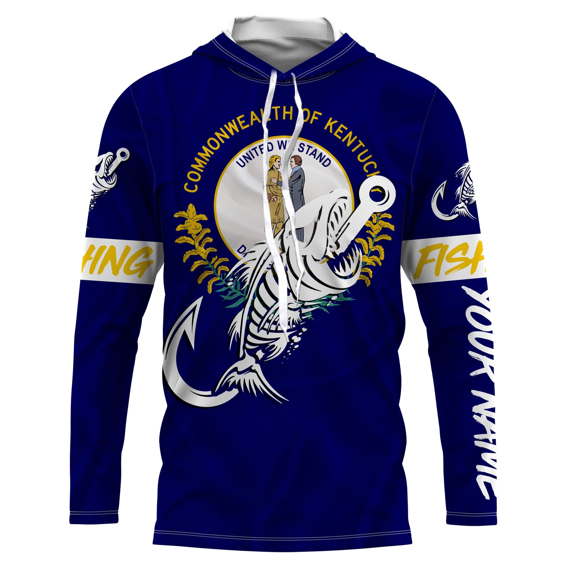 KY Kentucky Fishing Flag Fish hook skull Custom sun protection fishing, women, kid NQS3394