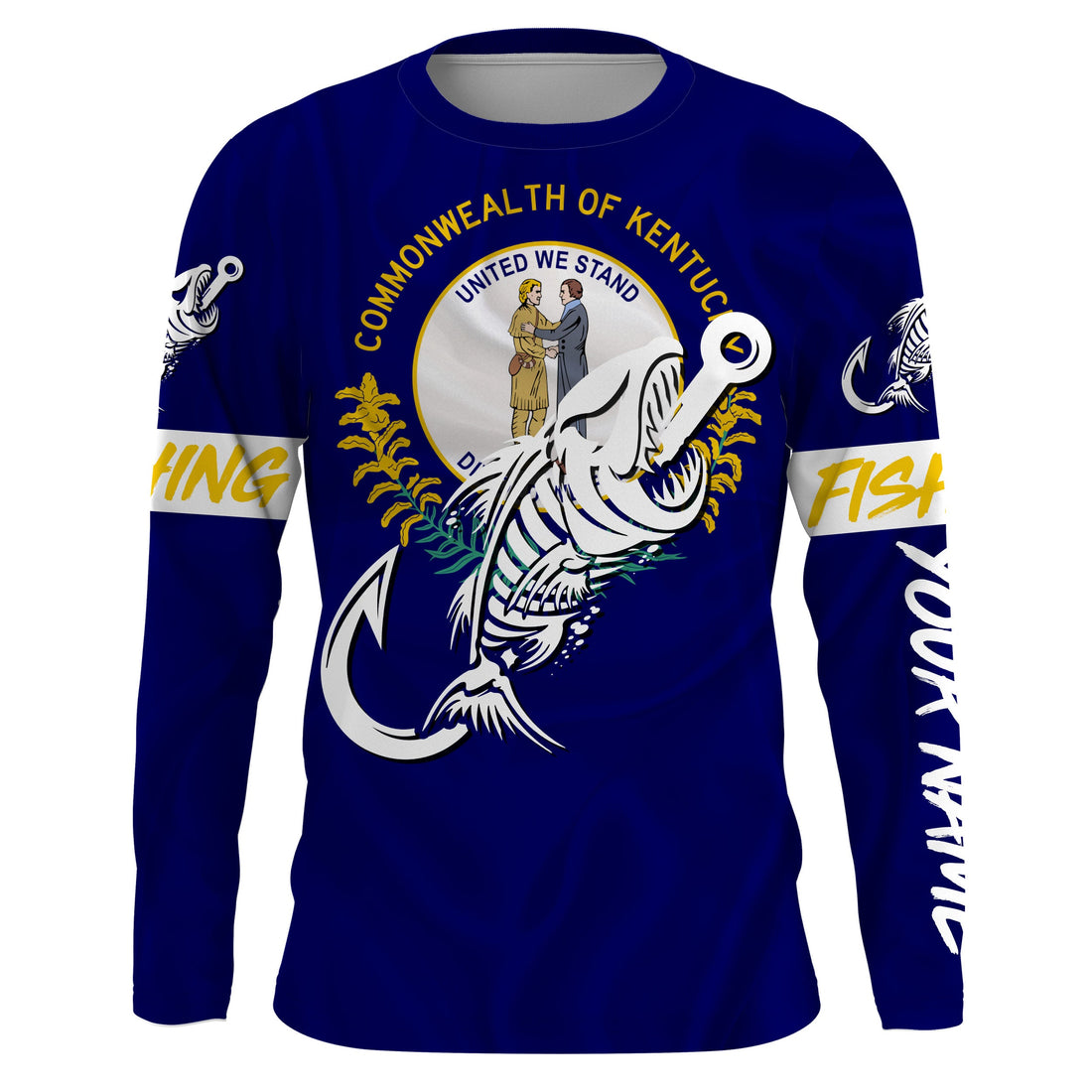 KY Kentucky Fishing Flag Fish hook skull Custom sun protection fishing, women, kid NQS3394