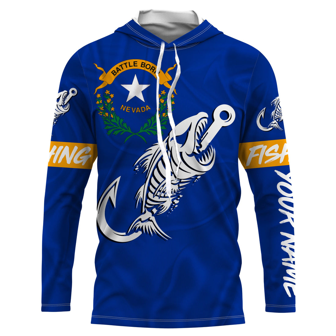 NV Nevada Fishing Flag Fish hook skull Custom sun protection fishing, women, kid NQS3399