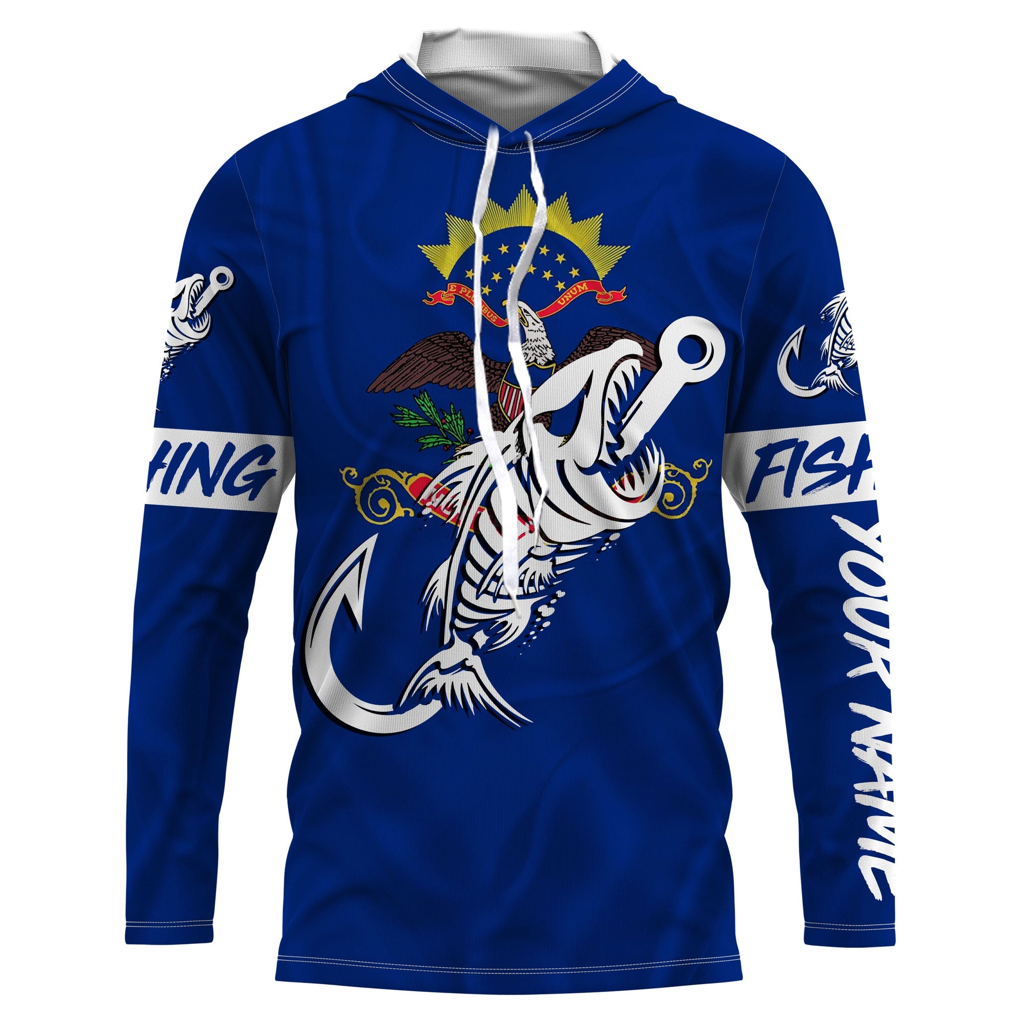 ND North Dakota Fishing Flag Fish hook skull Custom sun protection fishing, women, kid NQS3402