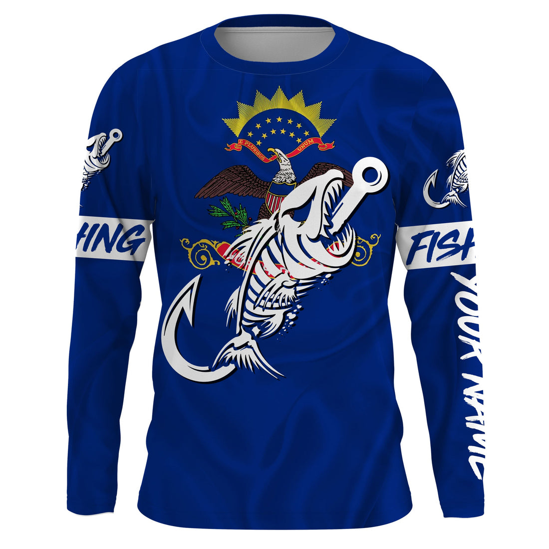ND North Dakota Fishing Flag Fish hook skull Custom sun protection fishing, women, kid NQS3402