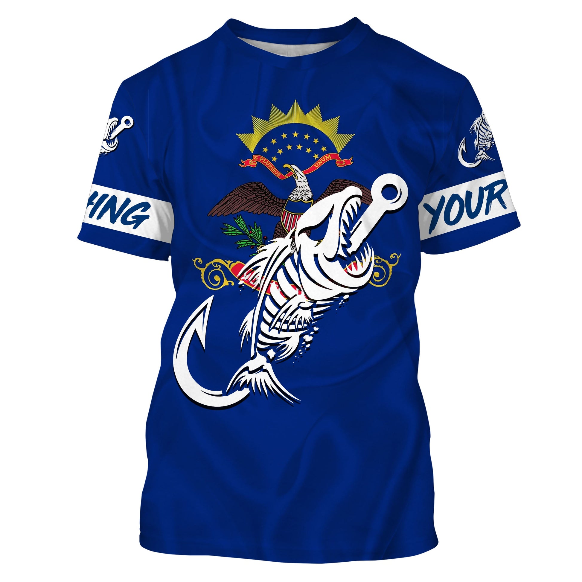 ND North Dakota Fishing Flag Fish hook skull Custom sun protection fishing, women, kid NQS3402