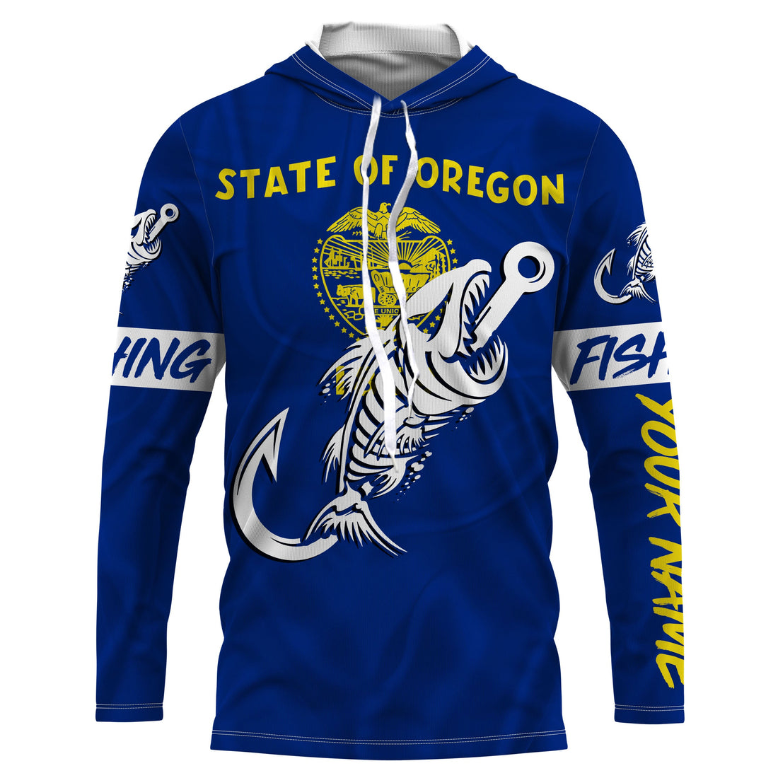 OR Oregon Fishing Flag Fish hook skull Custom sun protection fishing, women, kid NQS3403