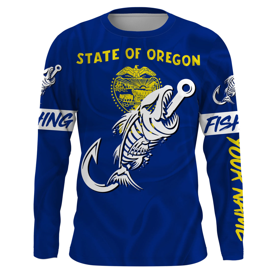OR Oregon Fishing Flag Fish hook skull Custom sun protection fishing, women, kid NQS3403