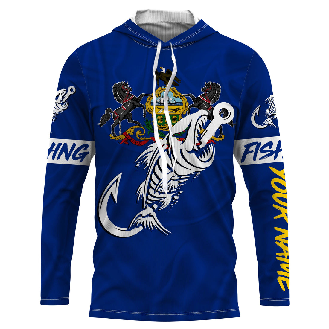 PA Pennsylvania Fishing Flag Fish hook skull Custom sun protection fishing, women, kid NQS3404