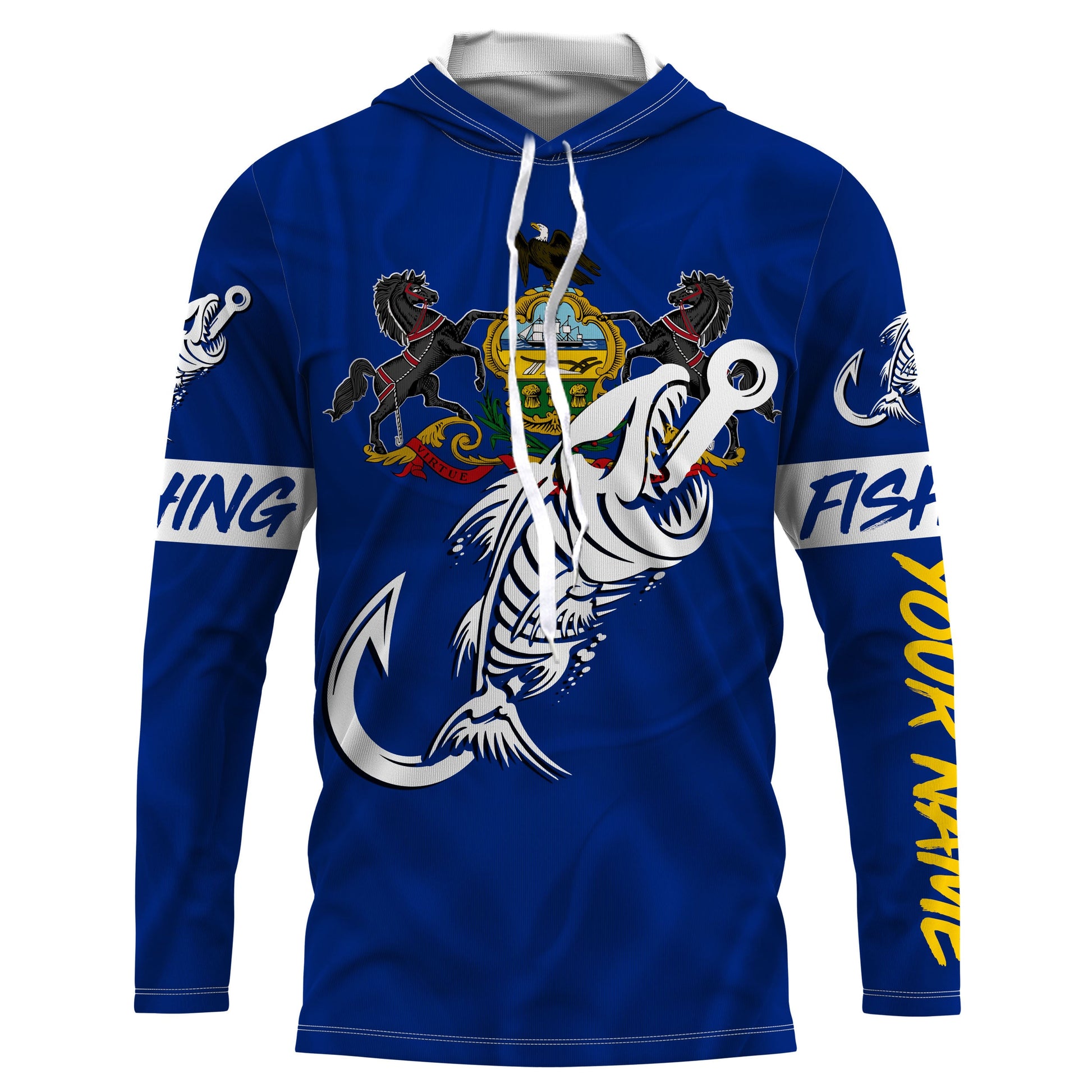 PA Pennsylvania Fishing Flag Fish hook skull Custom sun protection fishing, women, kid NQS3404
