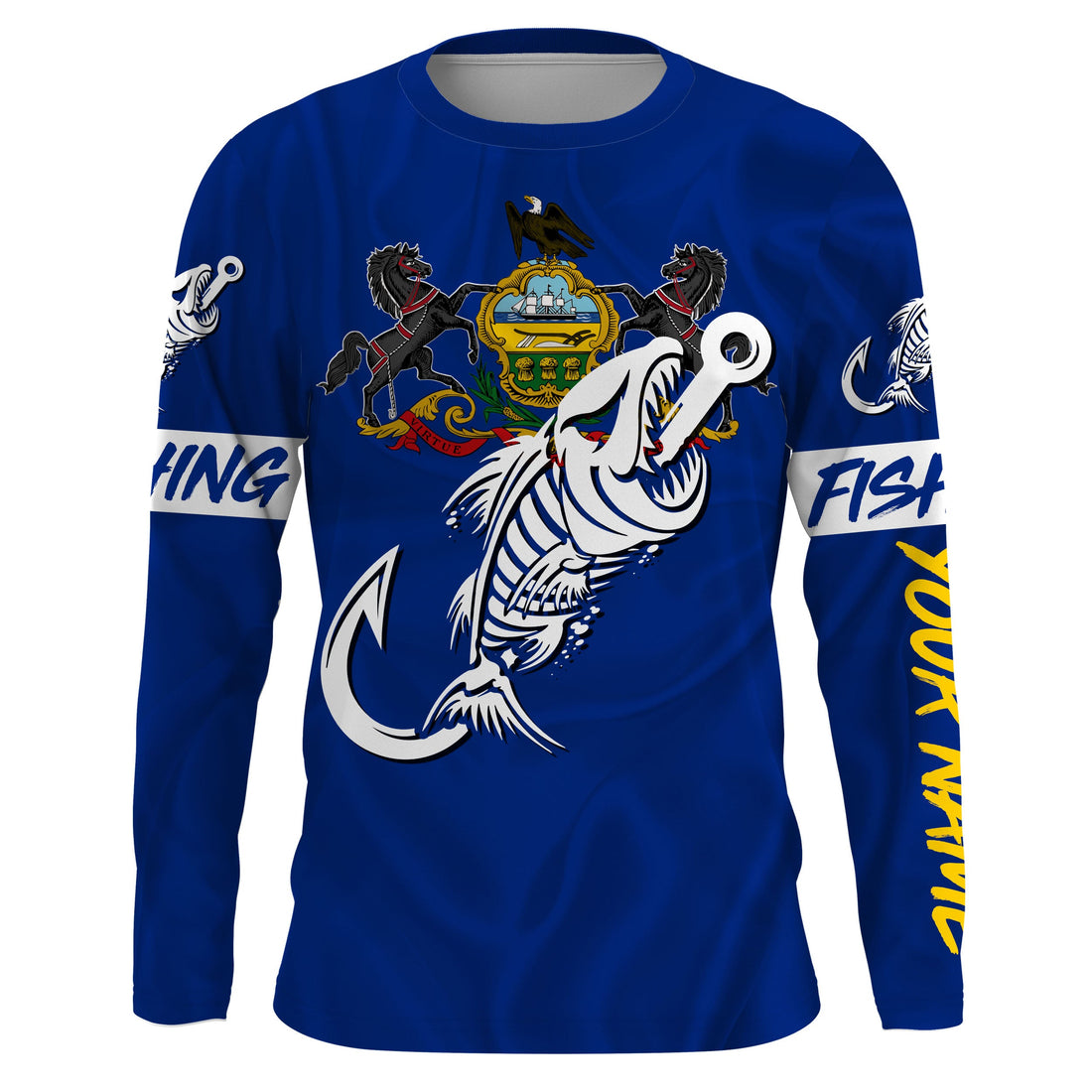 PA Pennsylvania Fishing Flag Fish hook skull Custom sun protection fishing, women, kid NQS3404