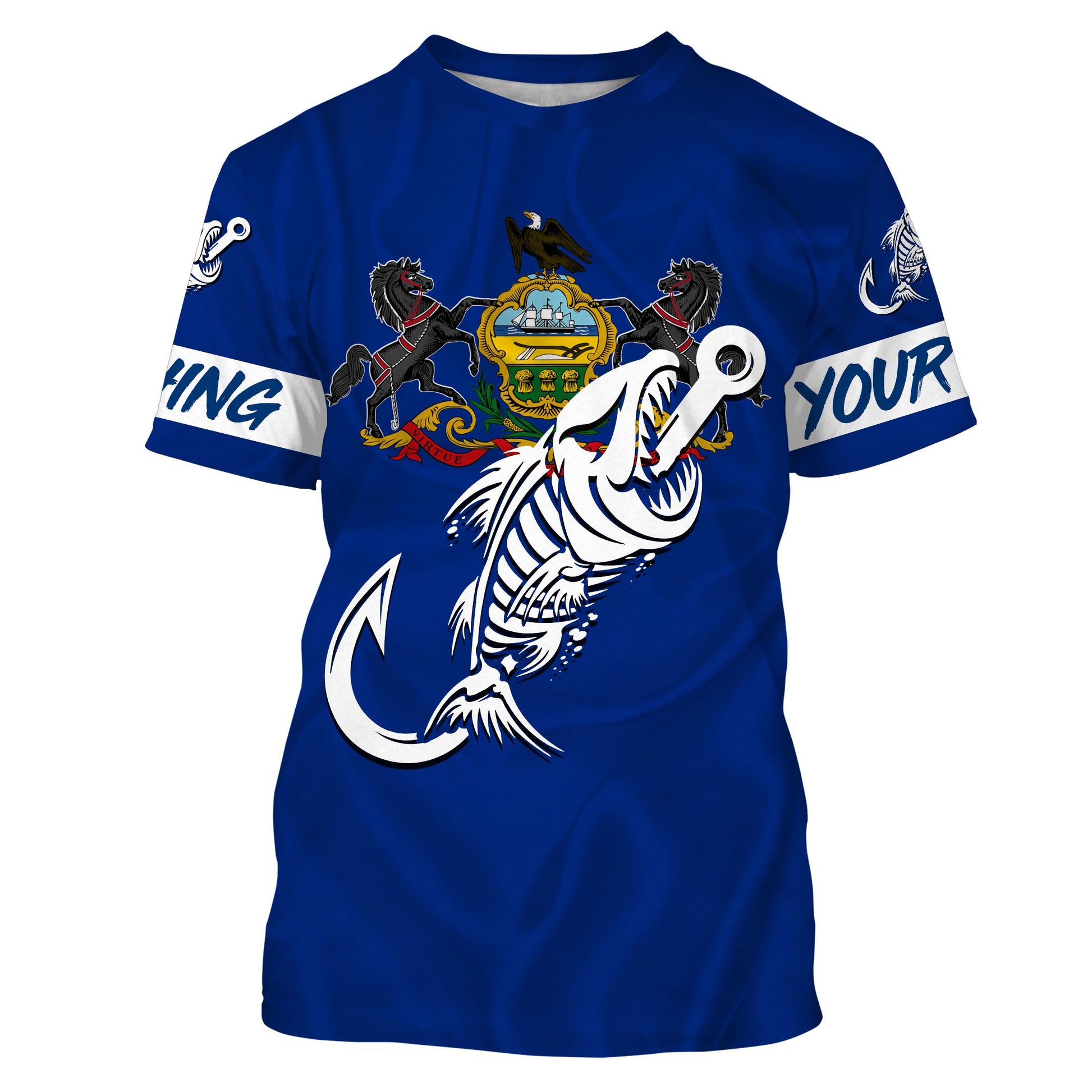 PA Pennsylvania Fishing Flag Fish hook skull Custom sun protection fishing, women, kid NQS3404