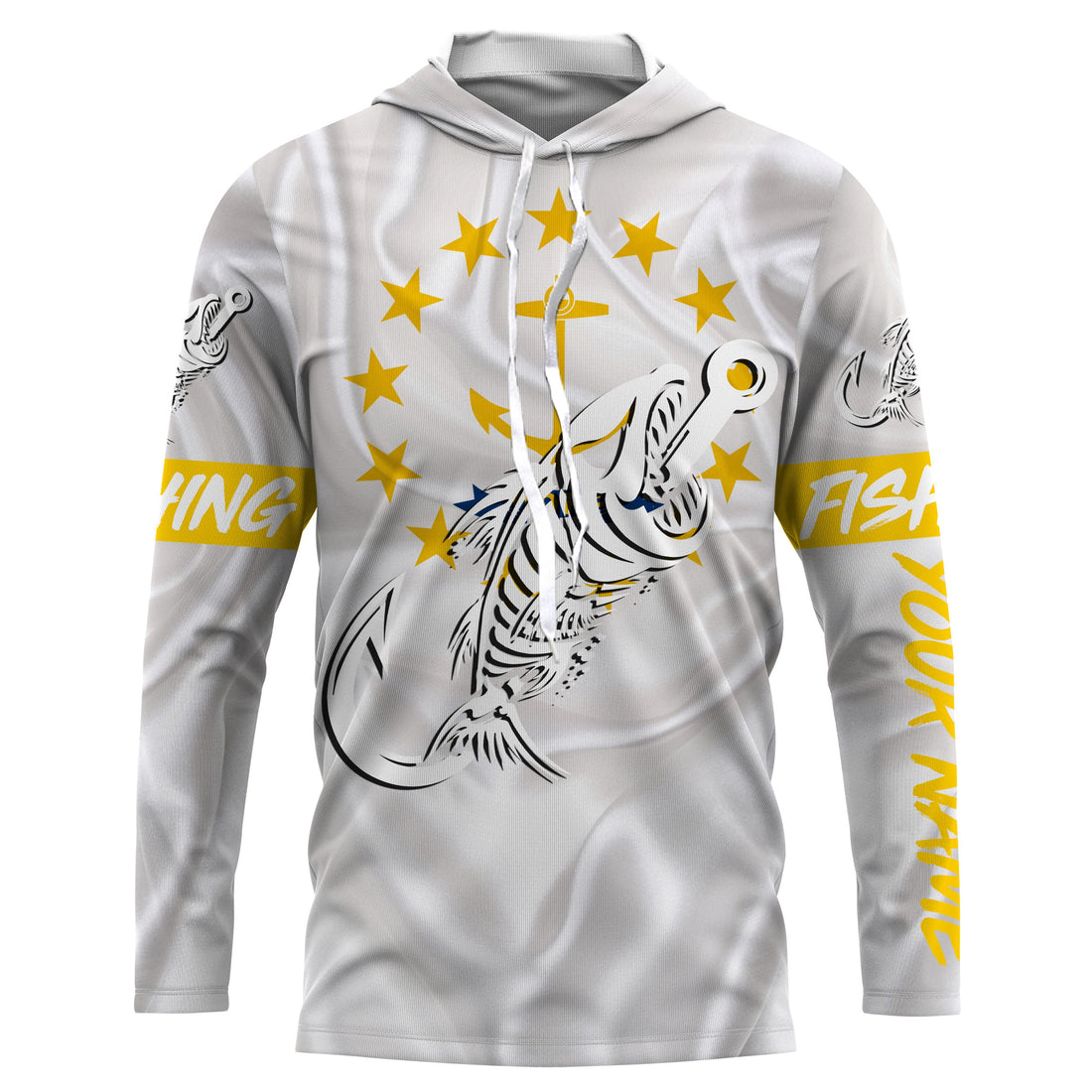 RI Rhode Island Fishing Flag Fish hook skull Custom sun protection fishing, women, kid NQS3405