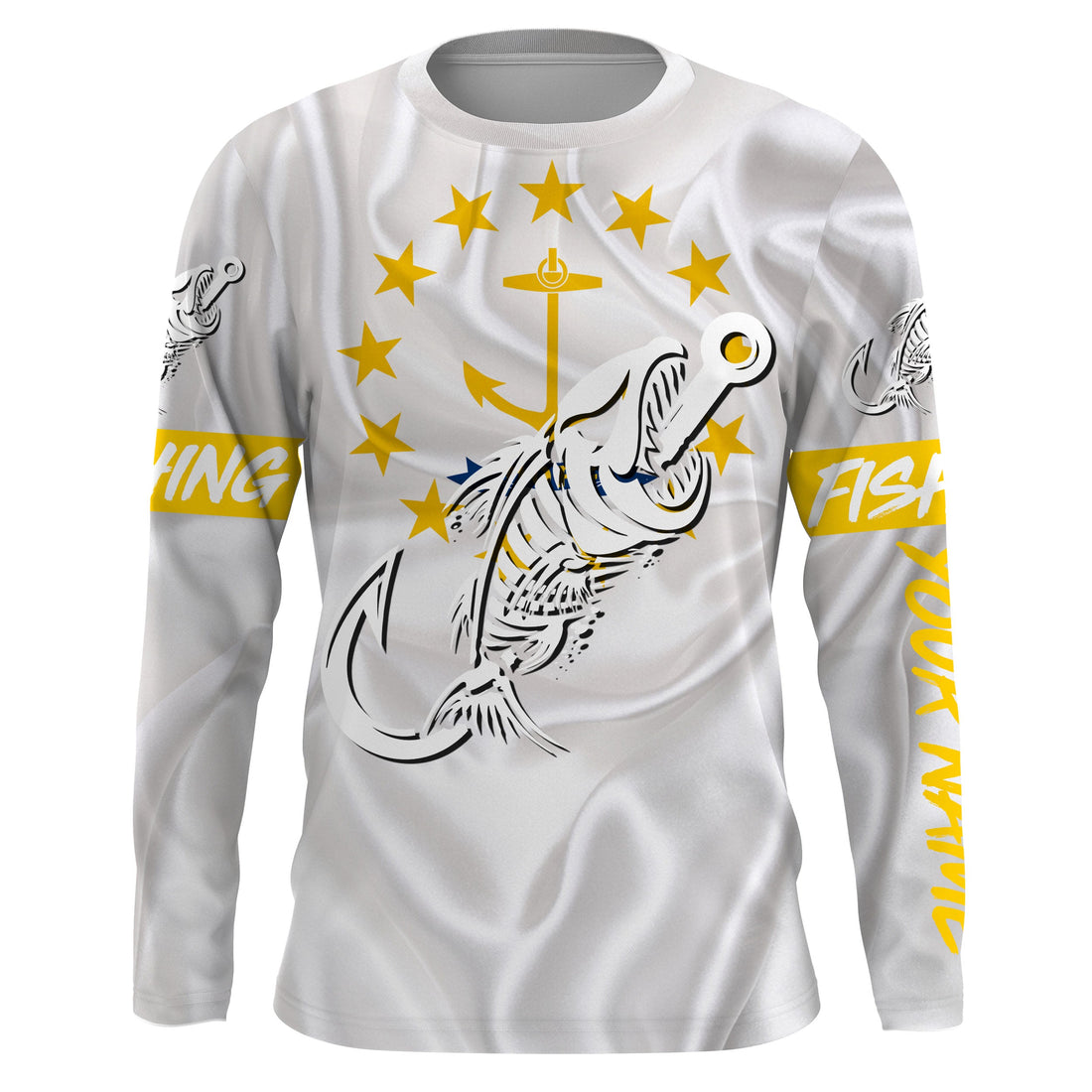 RI Rhode Island Fishing Flag Fish hook skull Custom sun protection fishing, women, kid NQS3405