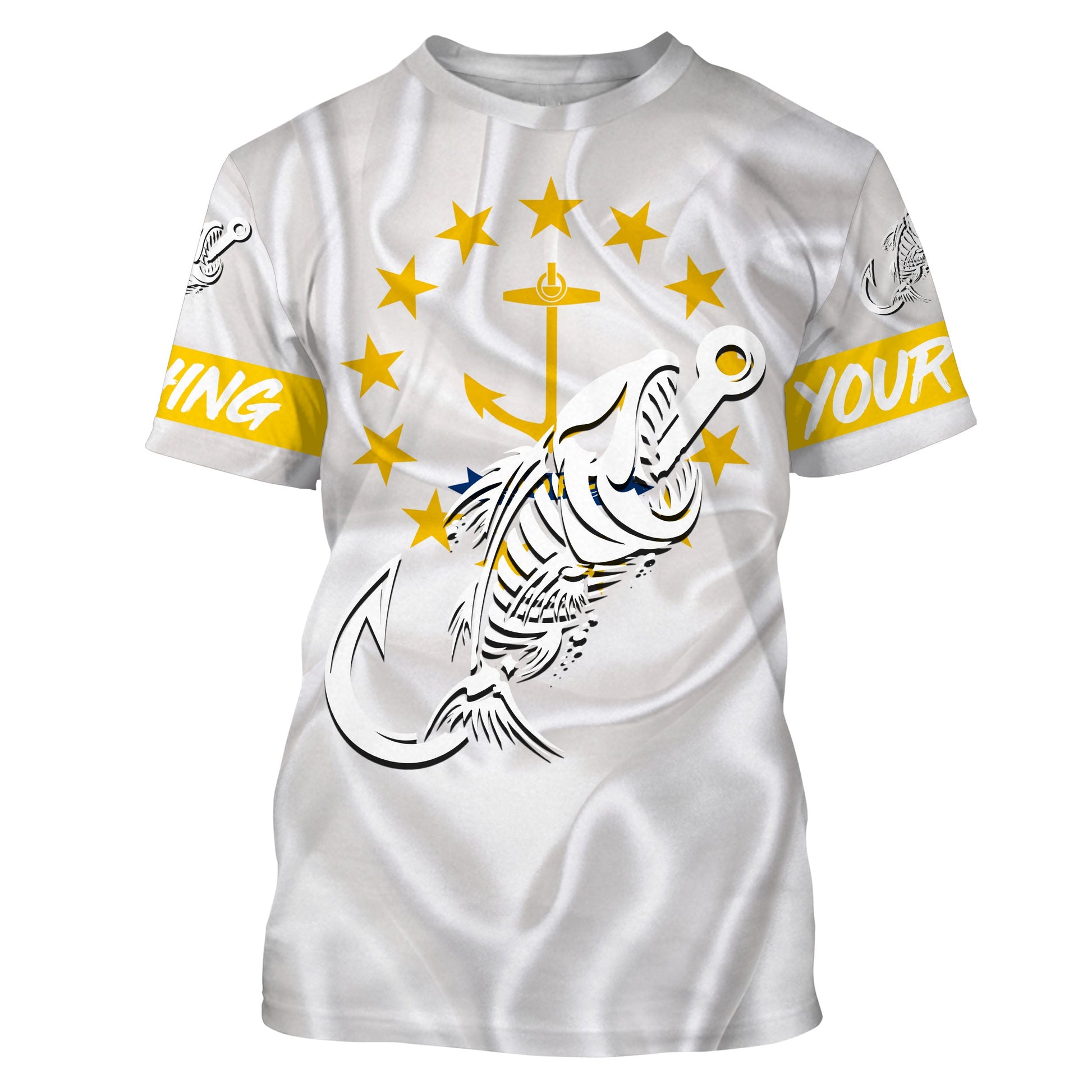 RI Rhode Island Fishing Flag Fish hook skull Custom sun protection fishing, women, kid NQS3405