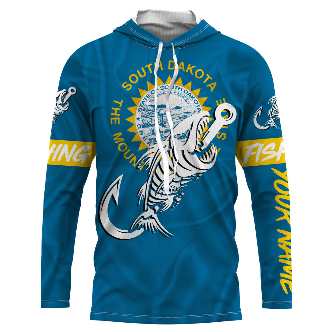 SD South Dakota Fishing Flag Fish hook skull Custom sun protection fishing, women, kid NQS3406