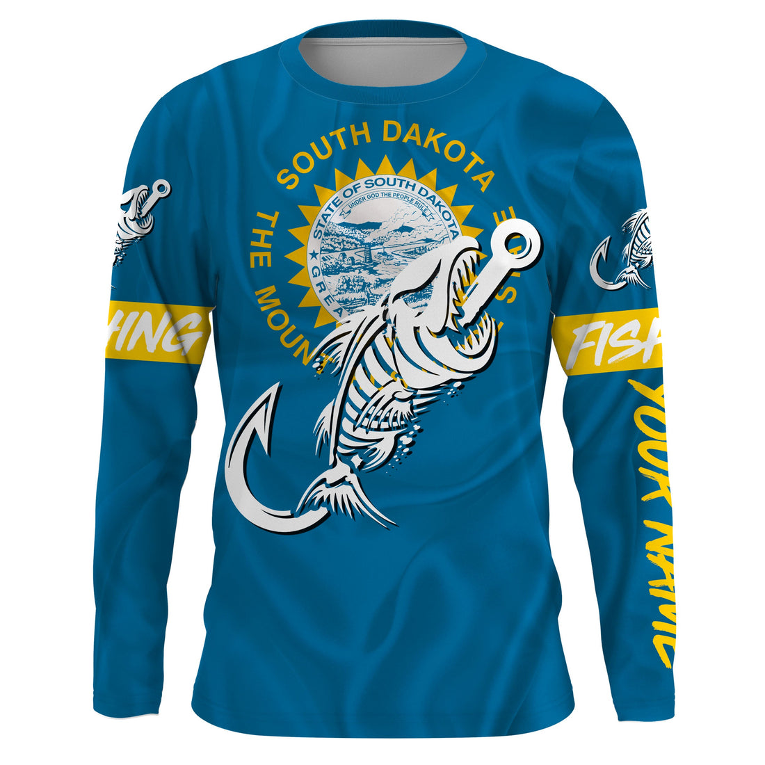 SD South Dakota Fishing Flag Fish hook skull Custom sun protection fishing, women, kid NQS3406