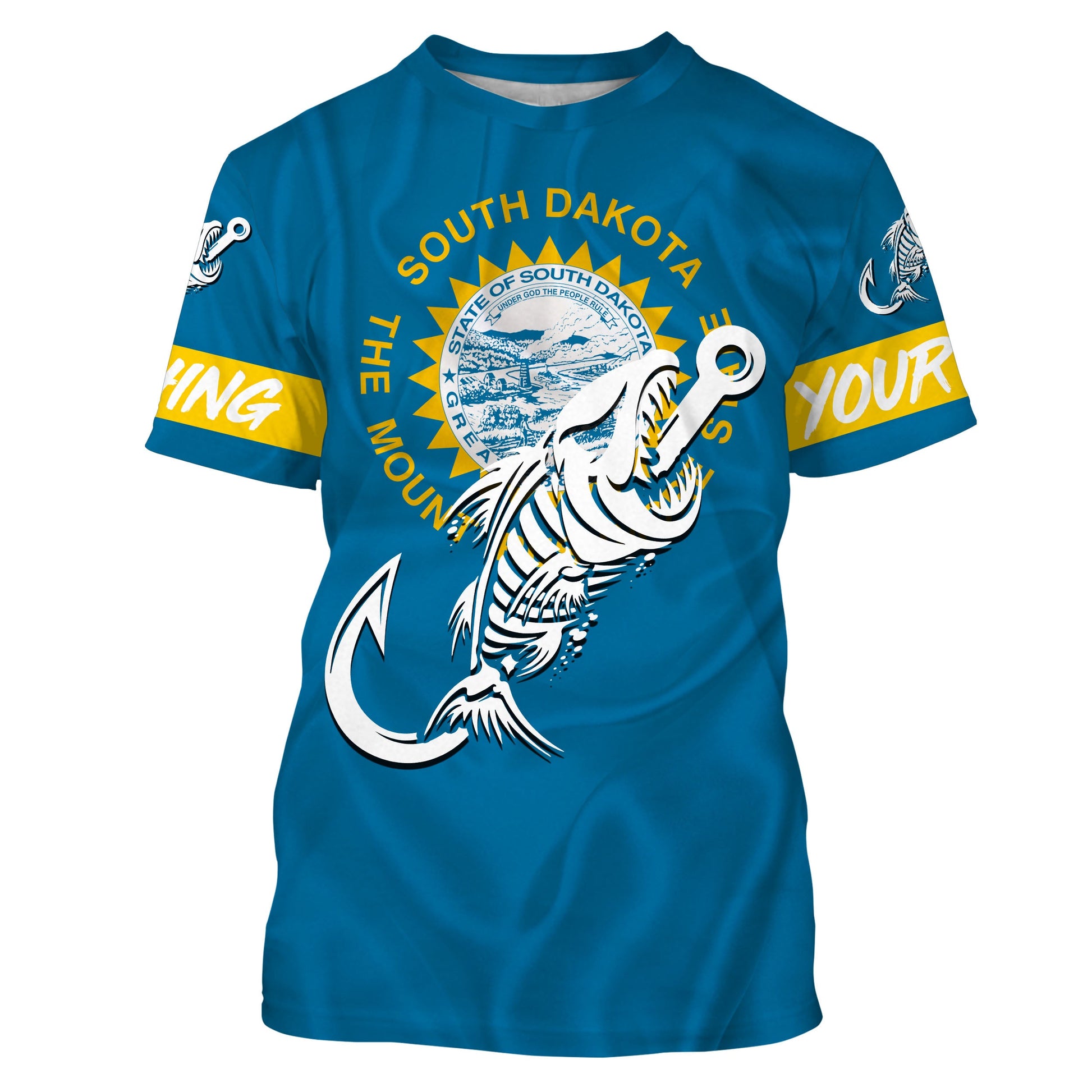 SD South Dakota Fishing Flag Fish hook skull Custom sun protection fishing, women, kid NQS3406