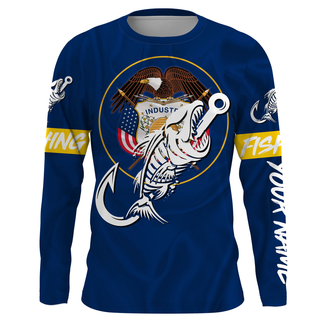 UT Utah Fishing Flag Fish hook skull Custom sun protection fishing, women, kid NQS3407