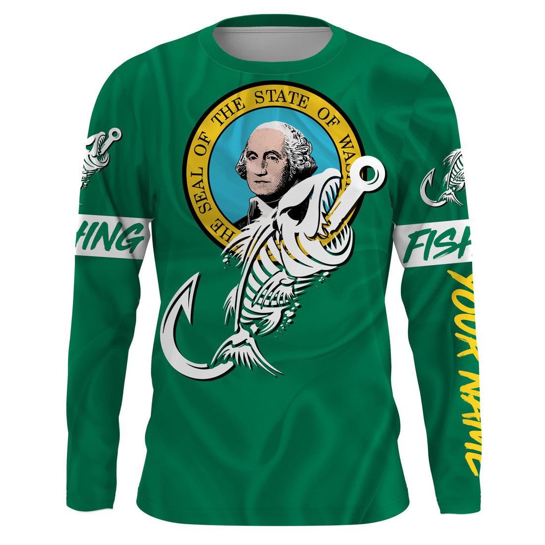 WA Washington Fishing Flag Fish hook skull Custom sun protection fishing, women, kid NQS3409