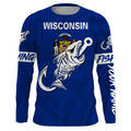 WI Wisconsin Fishing Flag Fish hook skull Custom sun protection fishing, women, kid NQS3410