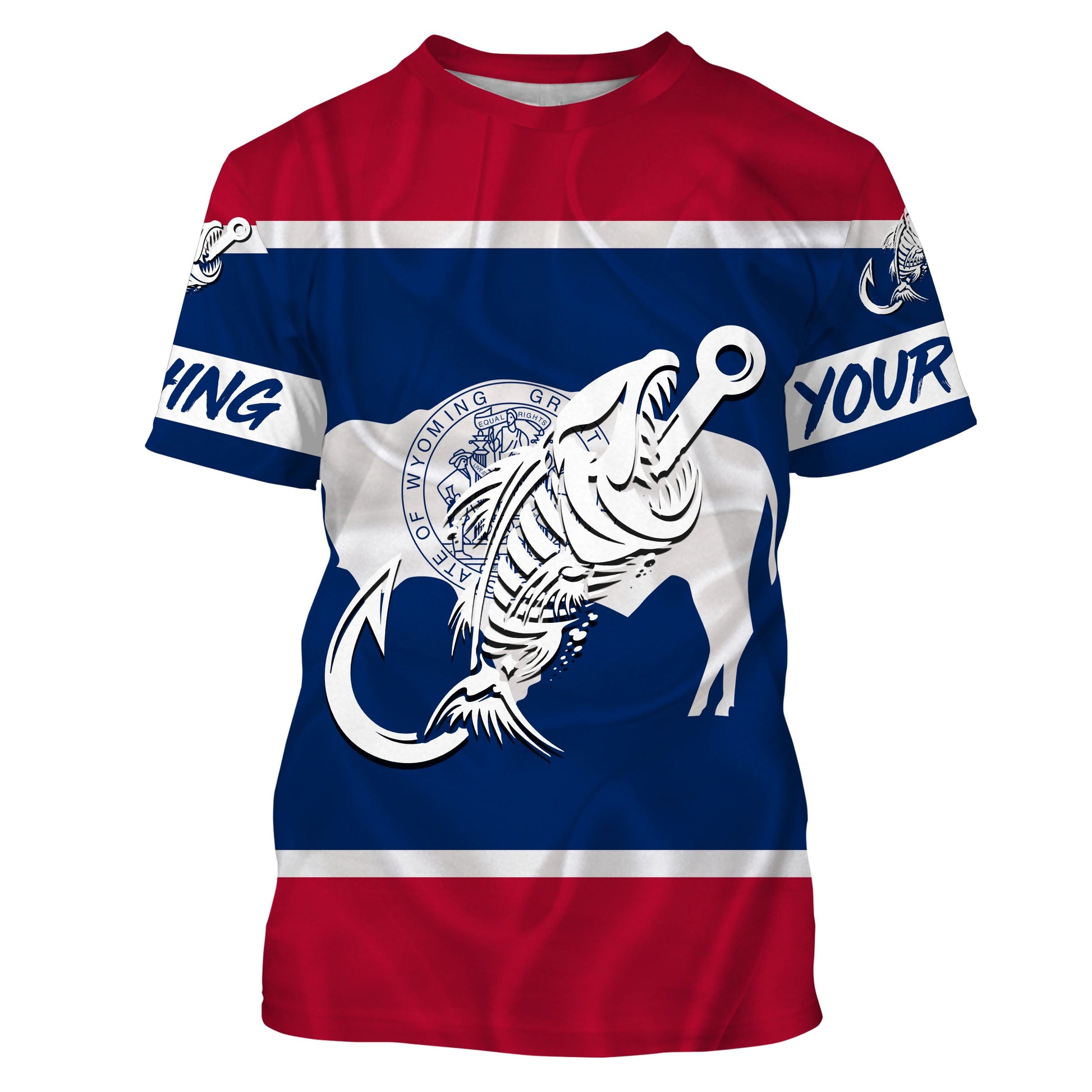 WY Wyoming Fishing Flag Fish hook skull Custom sun protection fishing, women, kid NQS3411