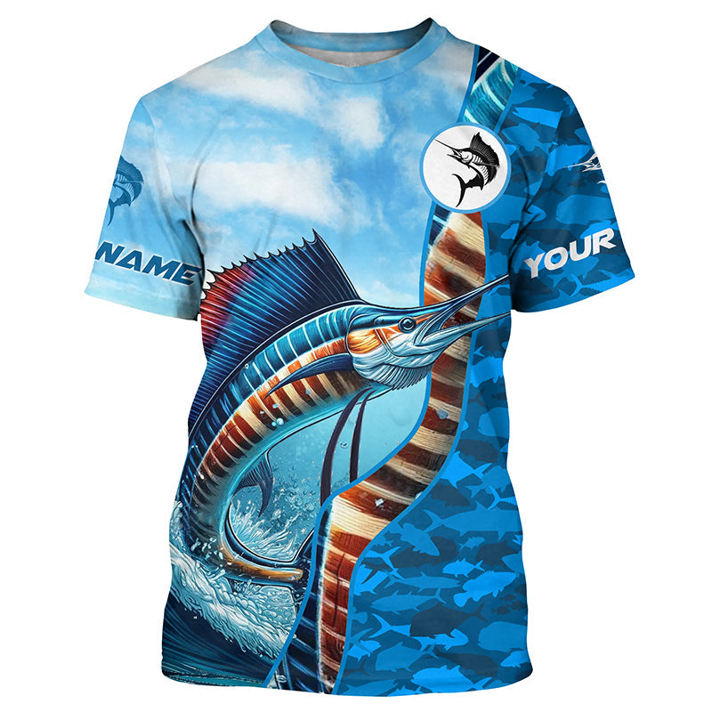 Sailfish saltwater fishing Custom sea blue camo UV Protection Fishing, sailfish fishing NQS5630