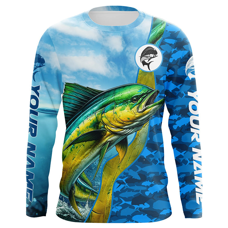 Mahi mahi saltwater fishing Custom sea blue camo UV Protection Fishing, Dorado fishing NQS5631