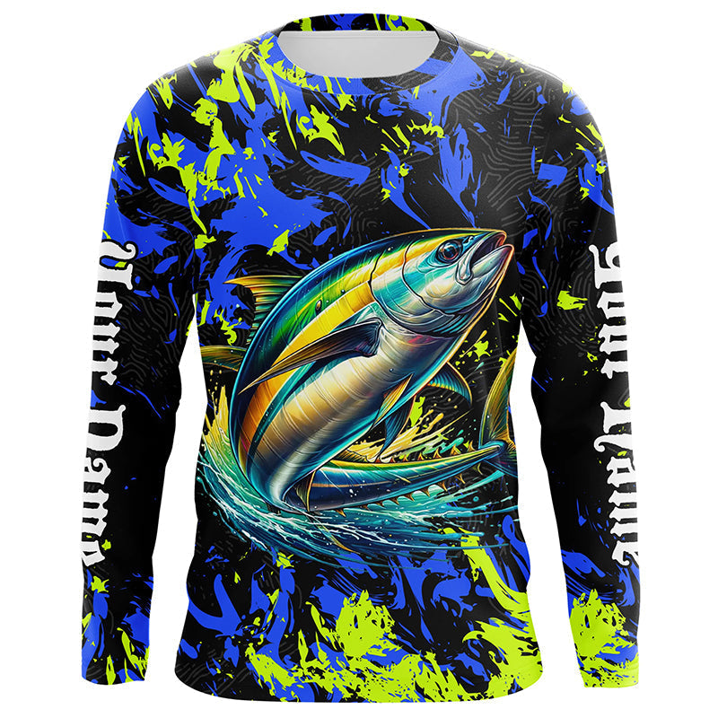 Tuna fishing green blue camo Custom UV protection performance long sleeve fishing NQS7134
