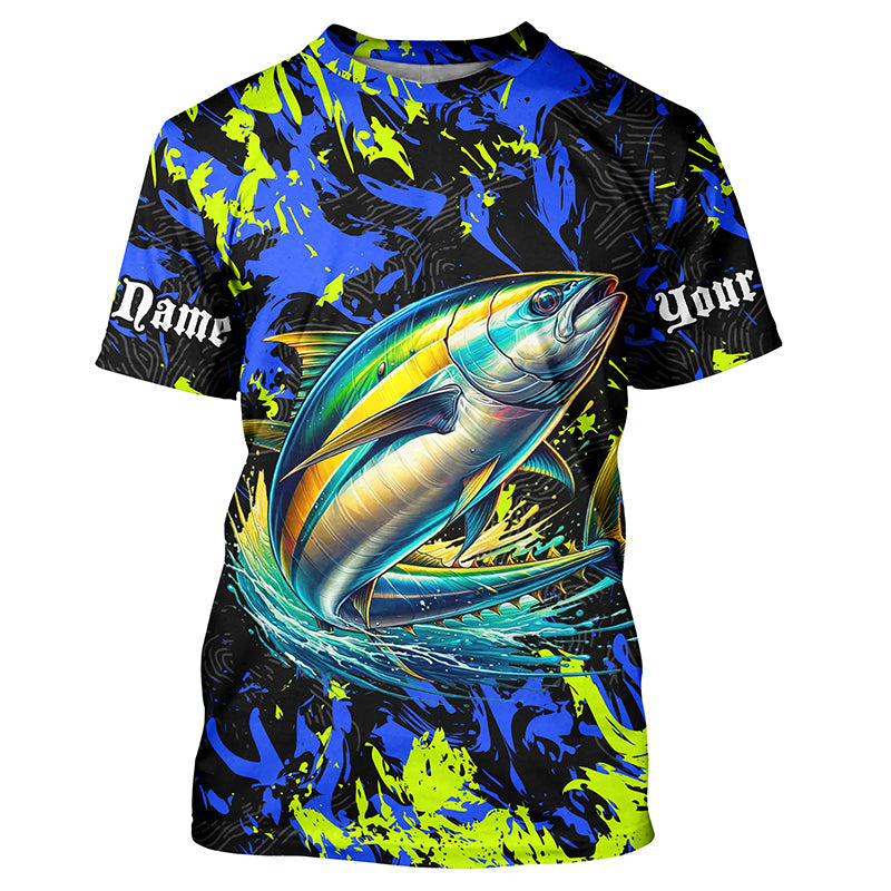 Tuna fishing green blue camo Custom UV protection performance long sleeve fishing NQS7134