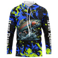 Rainbow trout fishing green blue camo Custom UV protection performance long sleeve fishing NQS7239